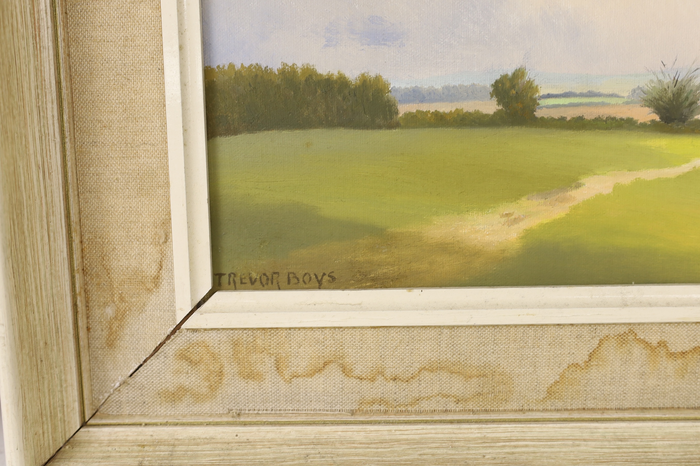Trevor Boys, oil on canvas, 'Watermill, Hothfield Kent' signed, 34 x 44cm